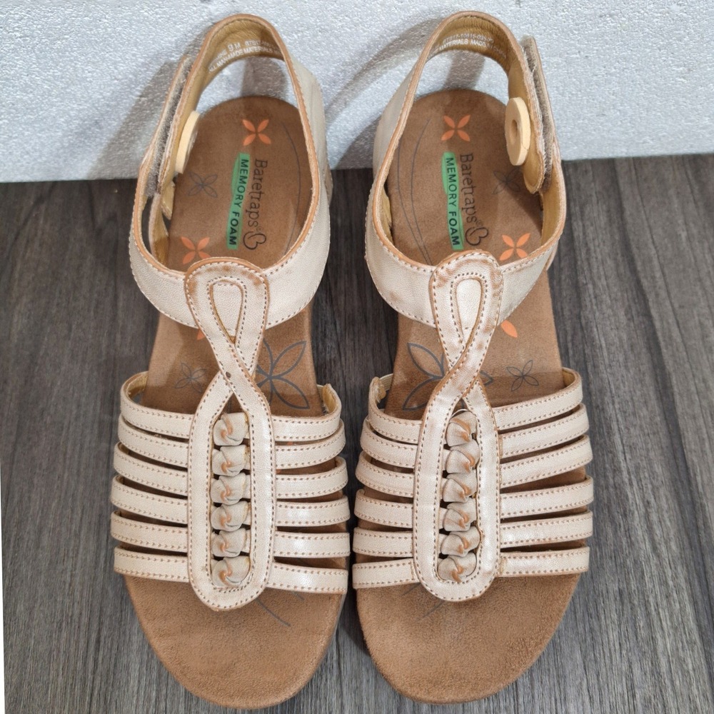 Baretraps Hermine Champagne Metallic Wedge Sandals Women's Size 9 M Memory Foam - Picture 2 of 8